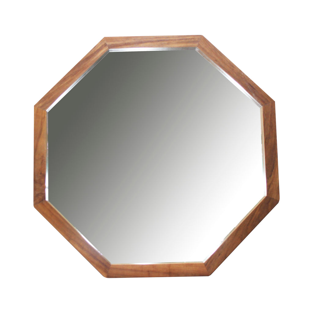 Espejo Hexagonal Marco de Parota Troncones