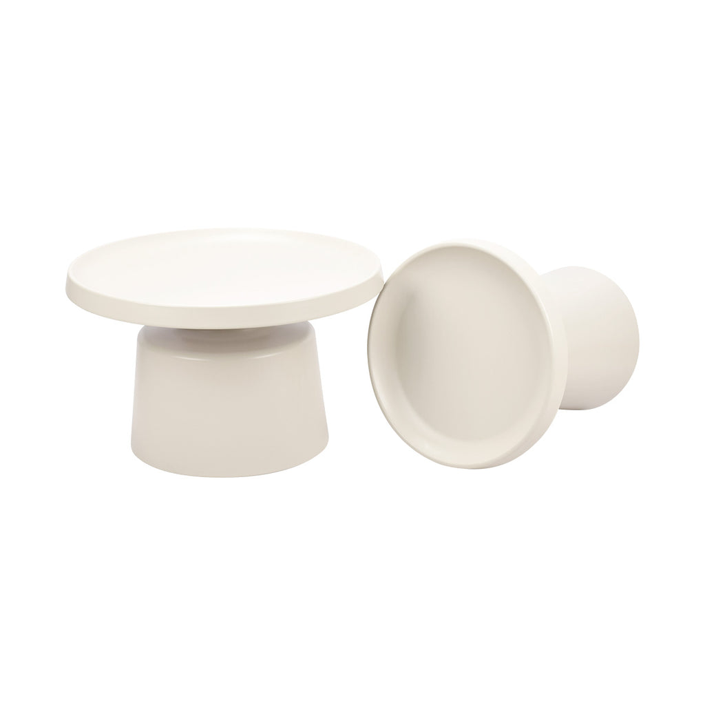 Set de 2: Mesa de Centro + Lateral Estilo Mushroom - Ivory