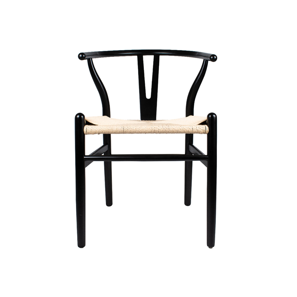 Silla de Comedor Wishbone Réplica - Negro - Tejido Natural