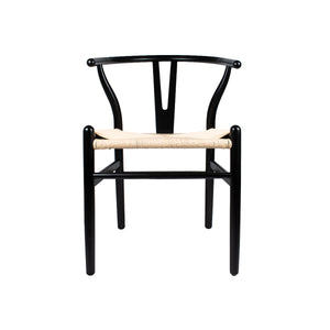 Silla de Comedor Wishbone Réplica - Negro - Tejido Natural