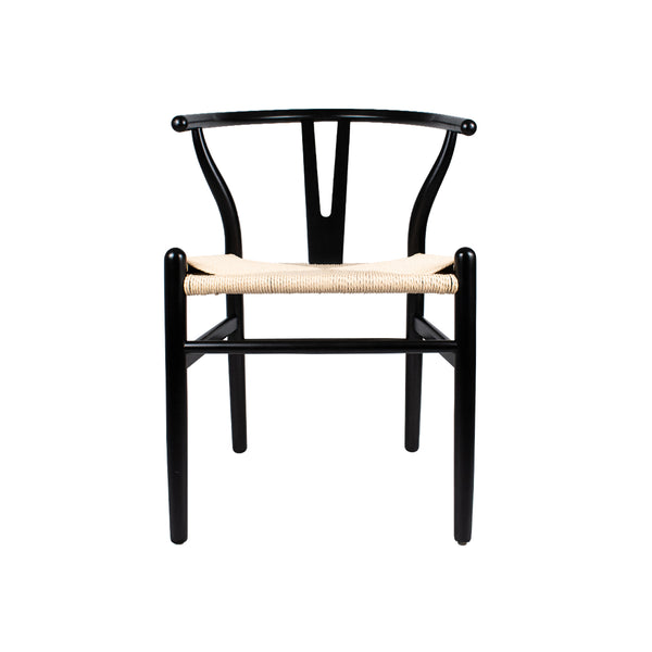 Silla de Comedor Wishbone Réplica - Negro - Tejido Natural