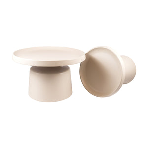 Set de 2: Mesa de Centro + Lateral Estilo Mushroom - Ivory - SPAACIO Design Central