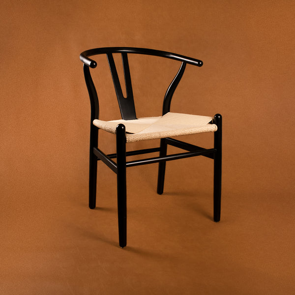 Silla de Comedor Wishbone Réplica - Negro - Tejido Natural