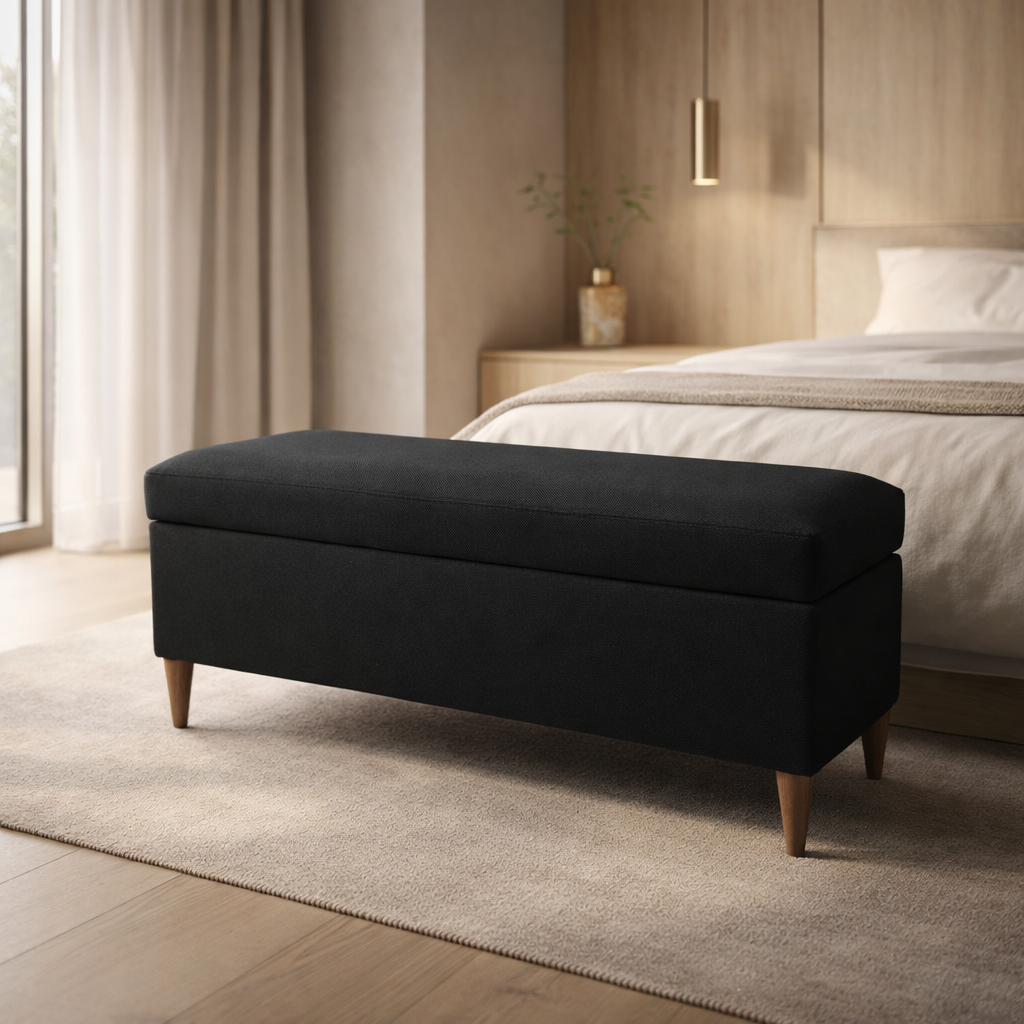 Banca Baúl Con Almacenamiento Tapizado en Tela Caleb