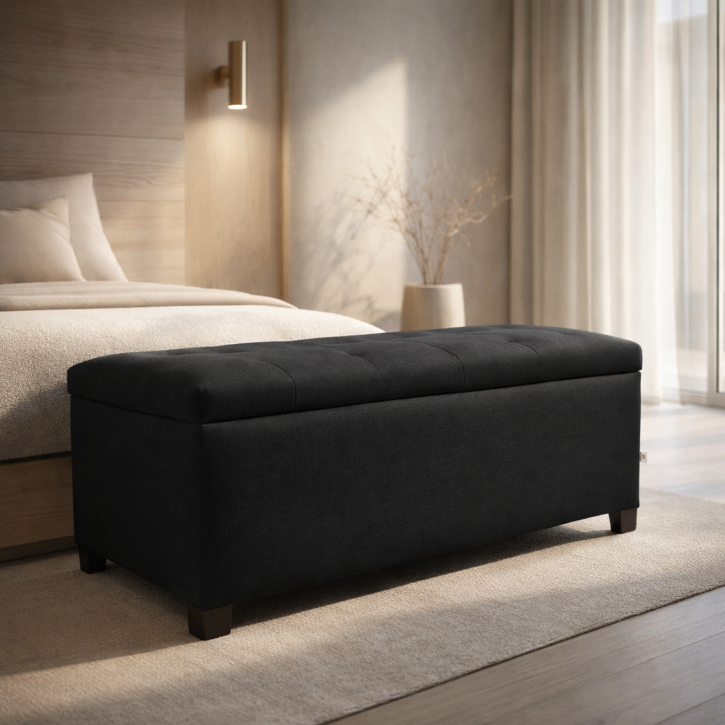 Banca Baúl Con Almacenamiento Tapizado en Tela Izan