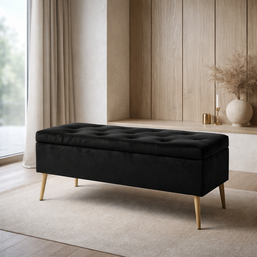 Banca Baúl Con Almacenamiento Tapizado en Tela Souta