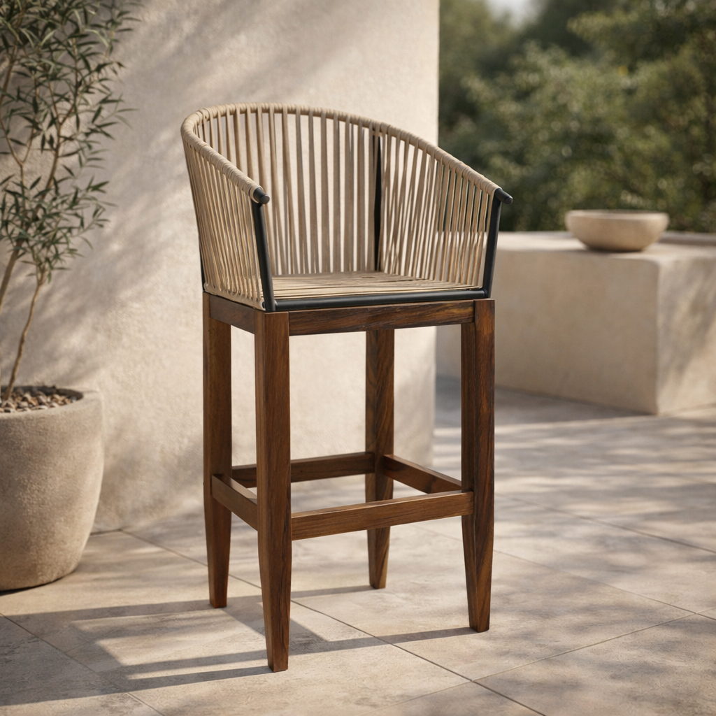 Banco de Bar Quebrada Madera de Parota - Beige - SPAACIO Design Central