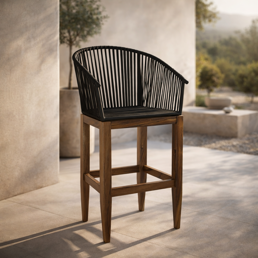 Banco de Bar Quebrada Madera de Parota - Negro - SPAACIO Design Central