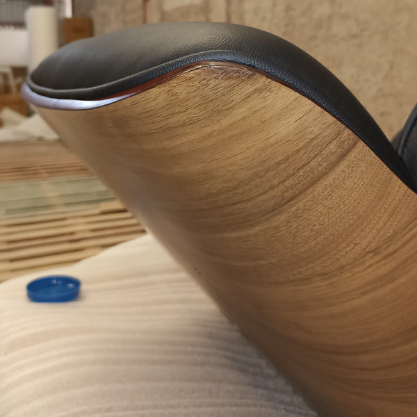 OUTLET: Silla Lounge Eames + Ottoman Réplica - Piel Genuina Negro