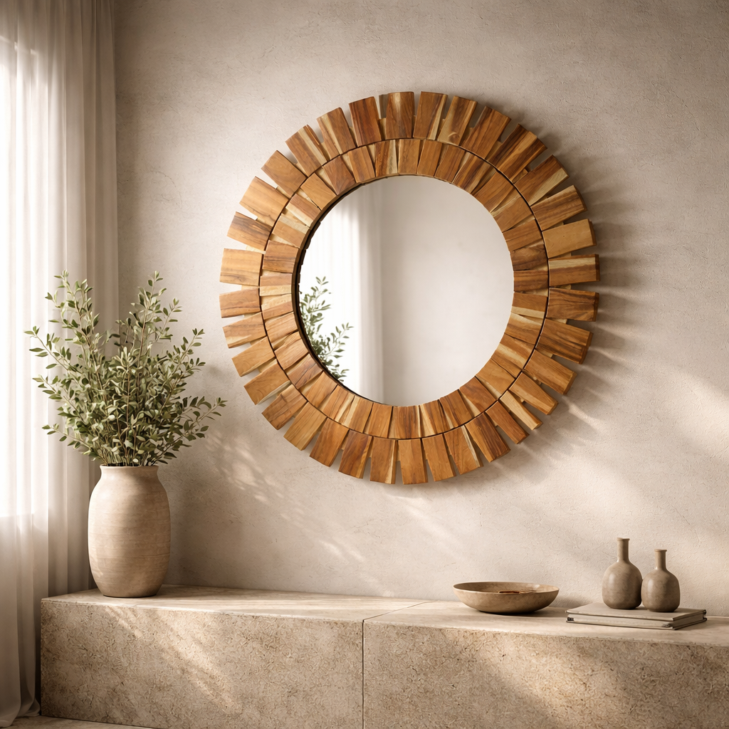 Espejo Marco de Parota Sol - 110 cm