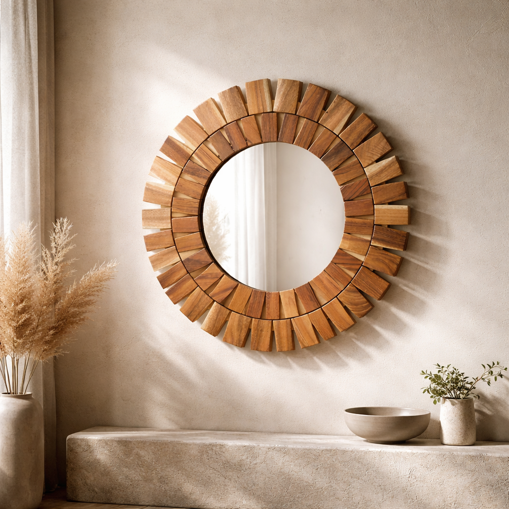 Espejo Marco de Parota Sol - 84 cms