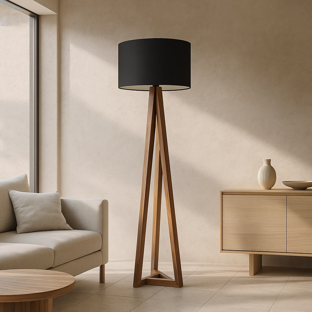 Lámpara de Piso de Parota Peñitas - Negro