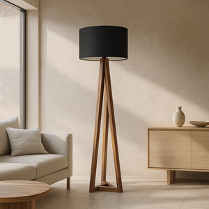 Lámpara de Piso de Parota Peñitas - Negro