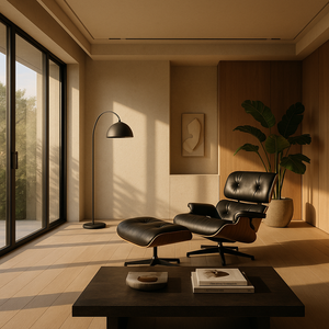 Silla Lounge Eames + Ottoman Réplica - Piel Genuina Negro