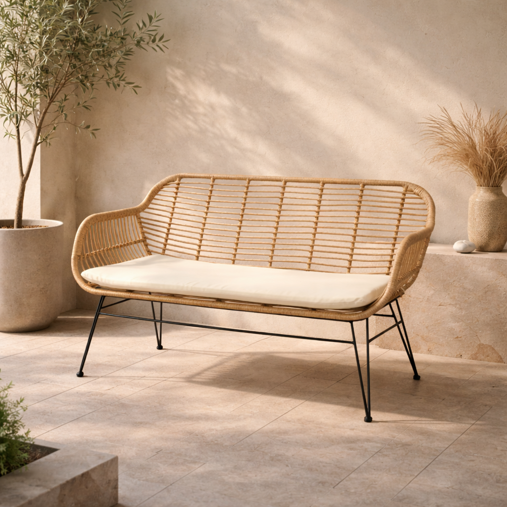 Loveseat de Exterior Inder Ratán Sintético - SPAACIO Design Central