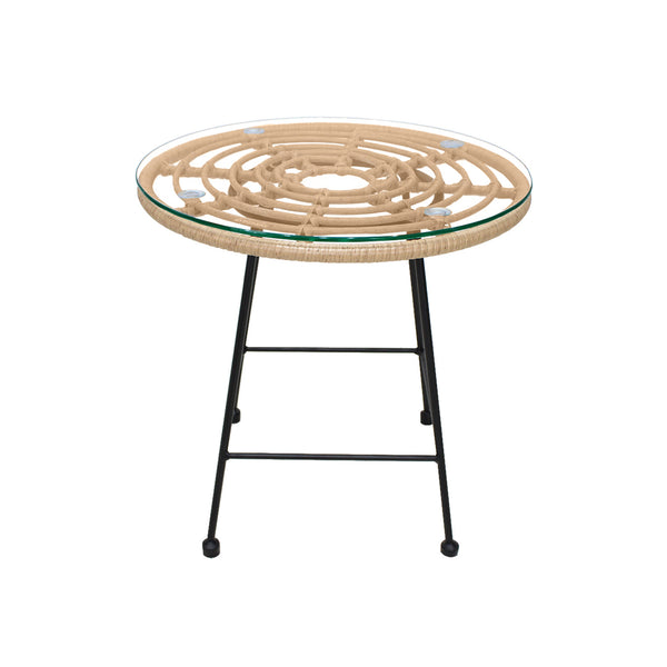 Mesa de Centro Exterior Silveri Ratán Sintético y Vidrio - SPAACIO Design Central