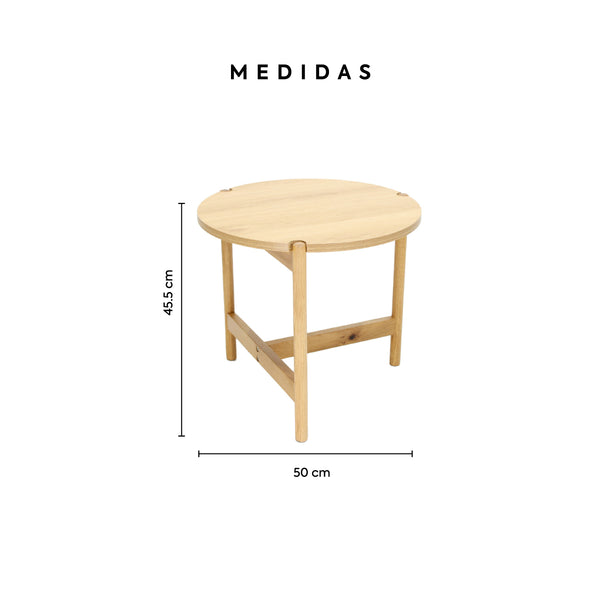 Mesa Lateral Circular Rahui - Roble