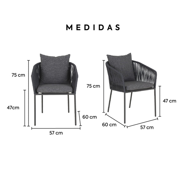 Silla de Exterior Ulanni con Cojin - Gris