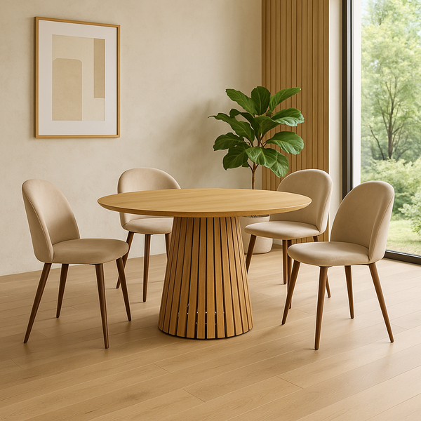 Mesa de Comedor Redonda Nórdica - 5 Pax