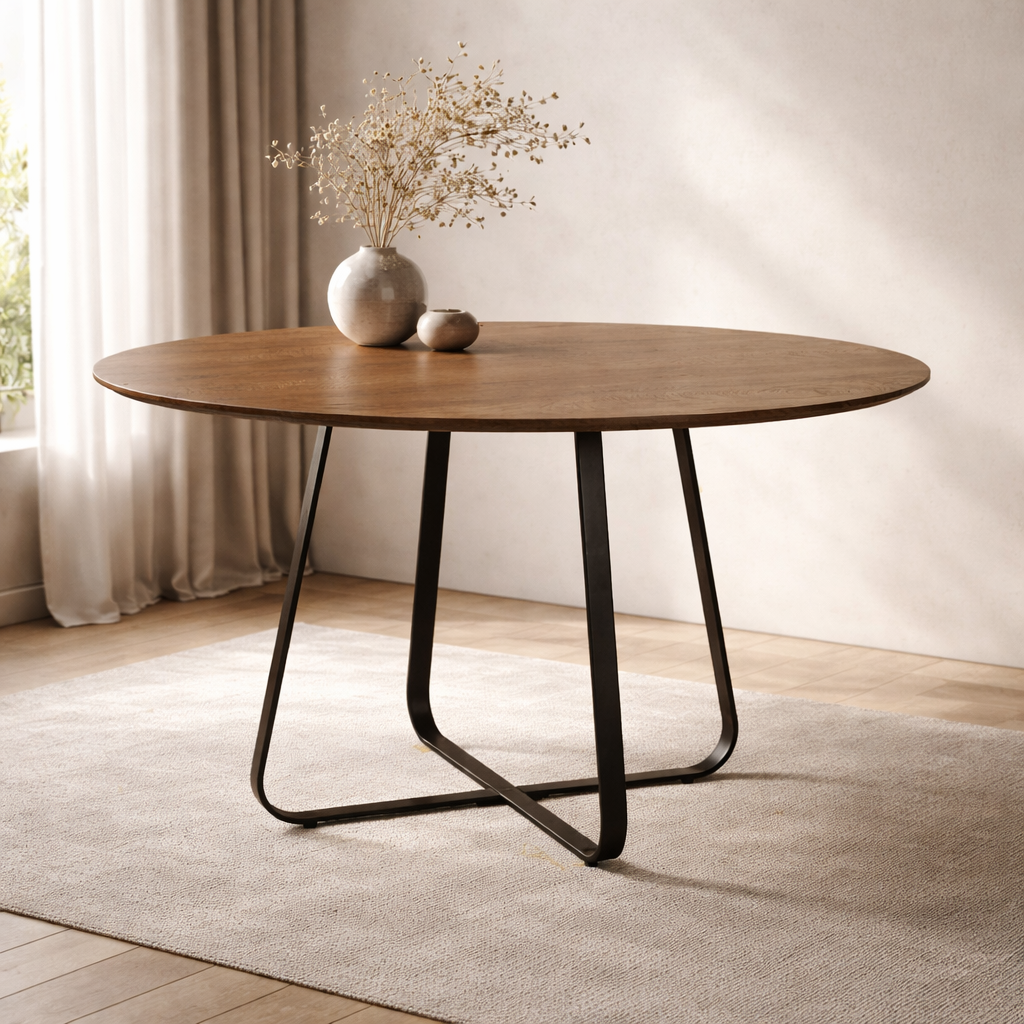 Mesa de Comedor Redonda Borja MDF y Metal - 4 Pax