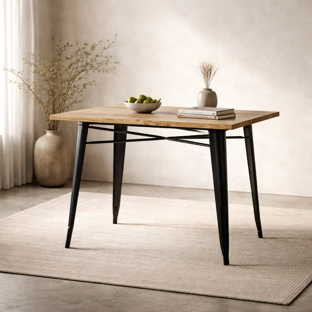 Mesa de Comedor Tolix Réplica - Natural para 4