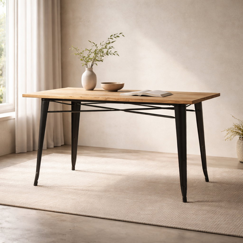 Mesa de Comedor Tolix Réplica - Natural para 6