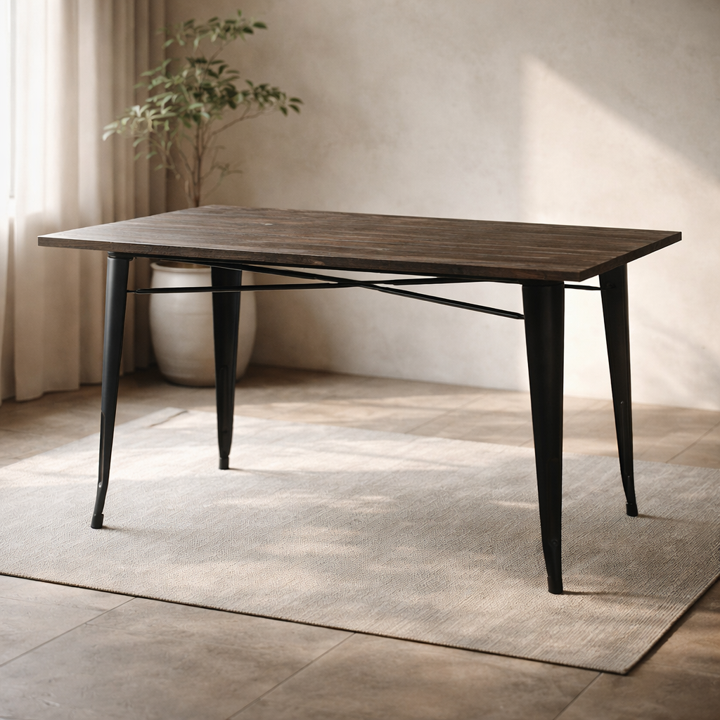 Mesa de Comedor Tolix Réplica - Nogal para 6