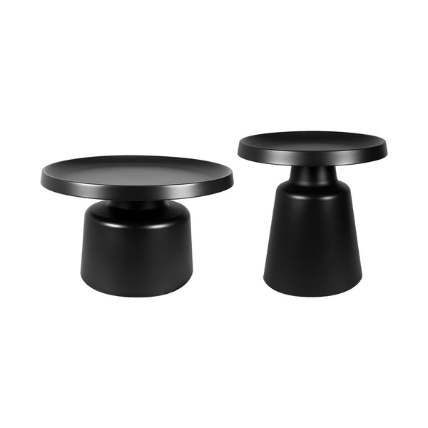 Set de 2: Mesa de Centro + Lateral Estilo Mushroom - Negro