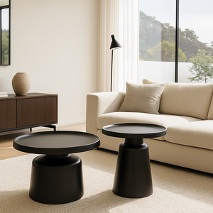 Set de 2: Mesa de Centro + Lateral Estilo Mushroom - Negro
