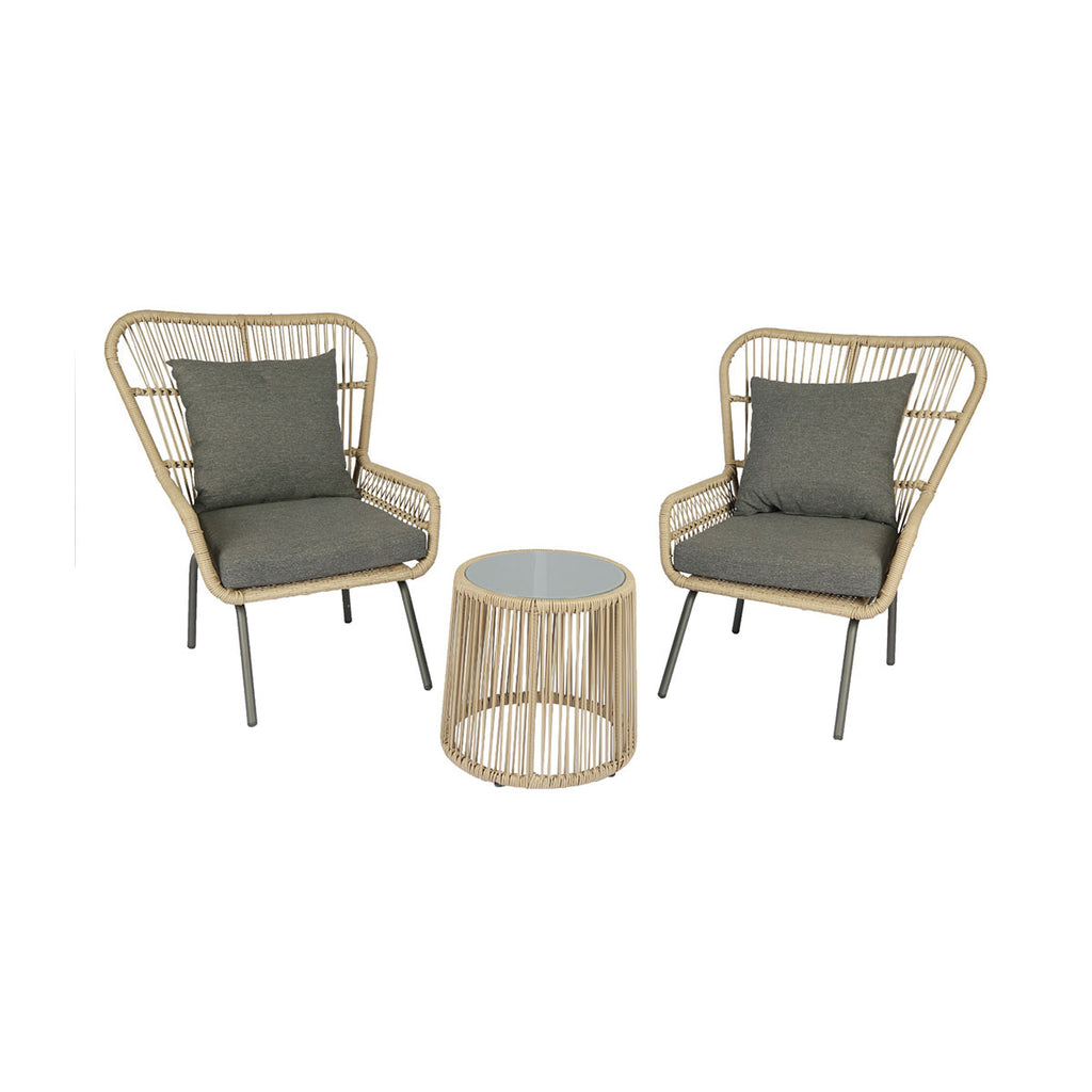 Set de 2 Sillones + 1 Mesa de Centro de Exterior Kailani