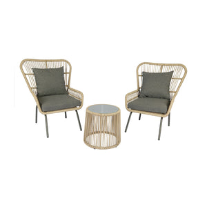 Set de 2 Sillones + 1 Mesa de Centro de Exterior Kailani