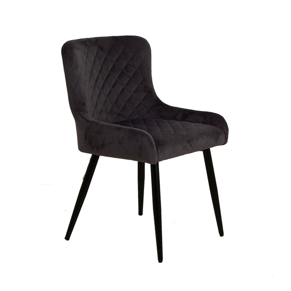 Silla Capitonada Aimar Tela Velvet - Gris