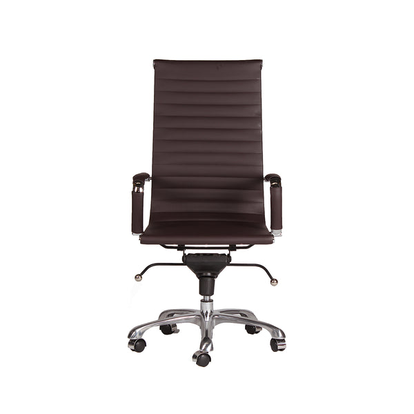 Silla Eames Aluminio Oficina Réplica Espalda Alta - Café