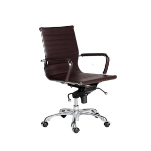 Silla Replica Eames Aluminio Oficina Espalda Baja - Cafe