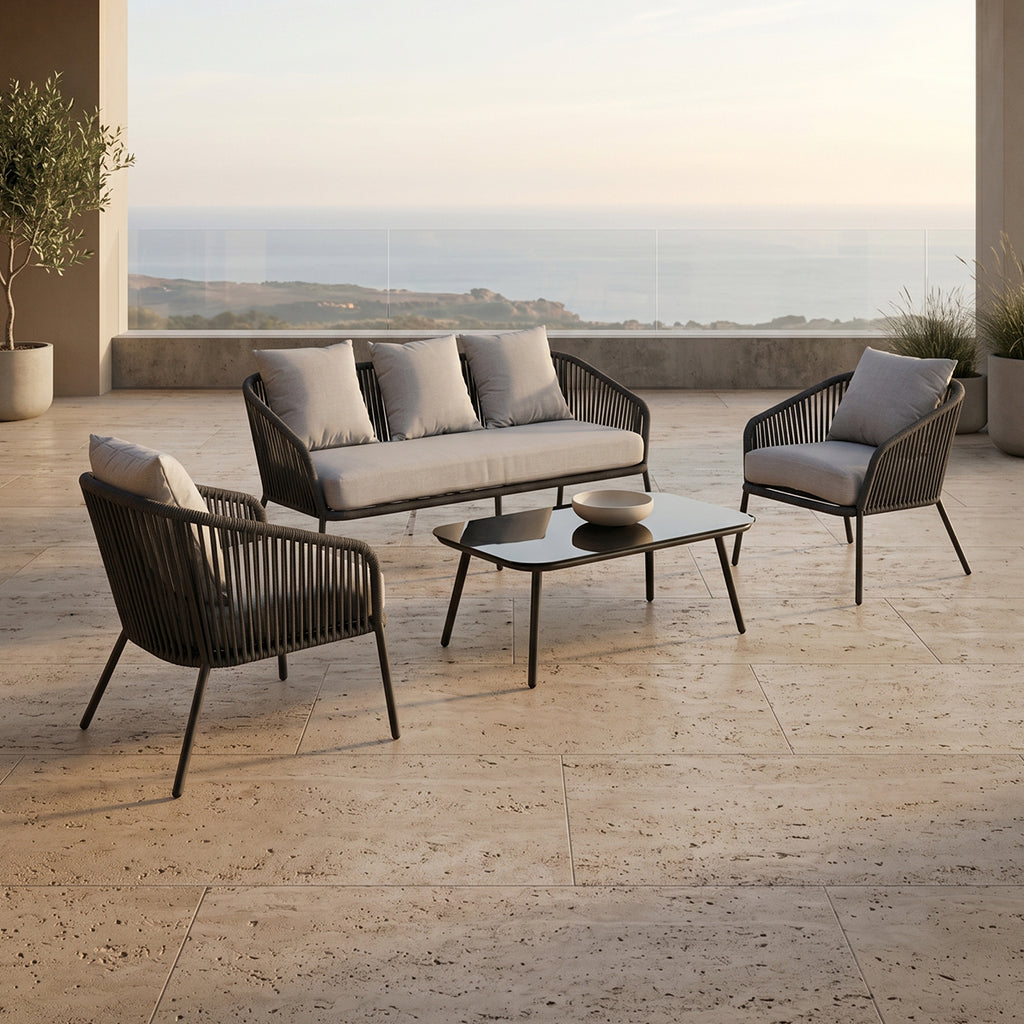 Set de 2 Sillones de Jardín + Loveseat + Mesa de Centro Balandra