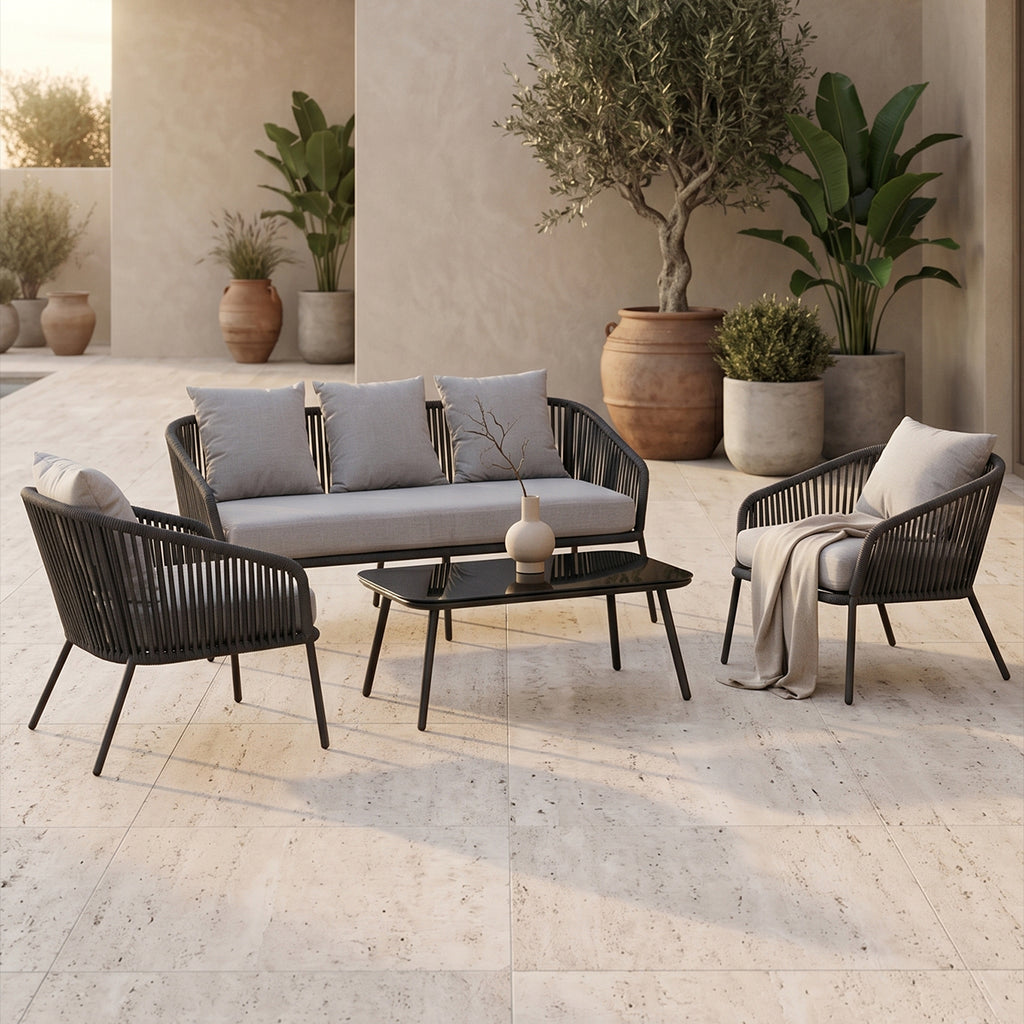 Set de 2 Sillones de Jardín + Loveseat + Mesa de Centro Balandra