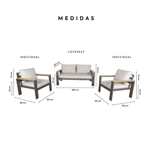 Sala de Exterior Camboya 4 Plazas - Gris