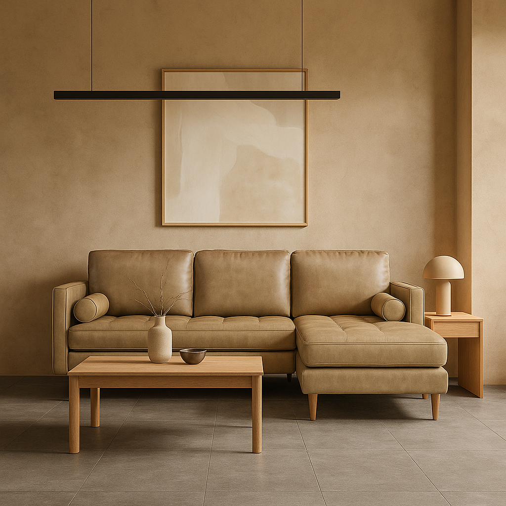 Sala Modular 3 Cuerpos Ortega Piel Ecologica - Beige