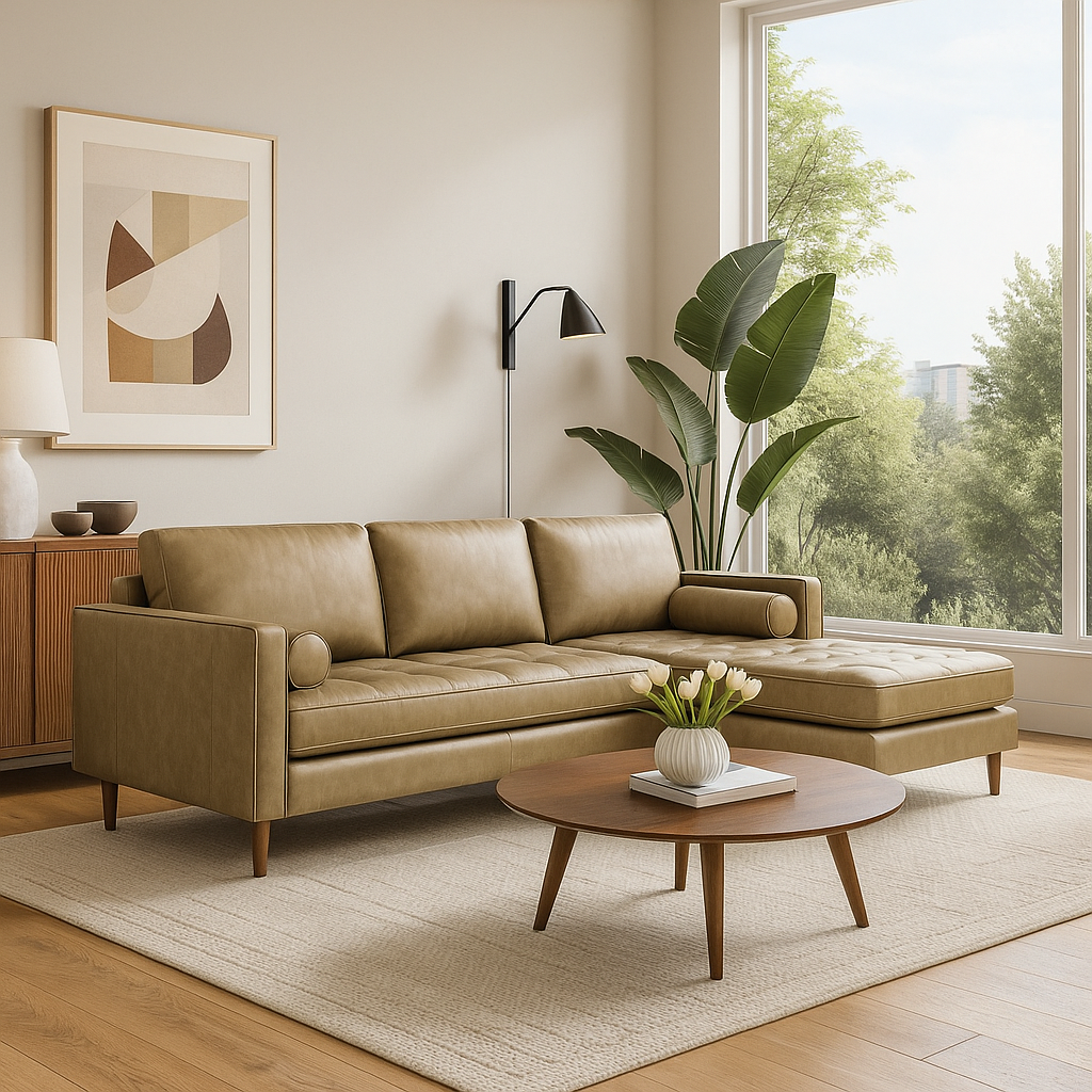 Sala Modular 4 Cuerpos Ortega Piel Ecologica - Beige