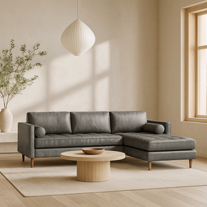 Sala Modular 4 Cuerpos Ortega Piel Ecologica - Gris Oscuro