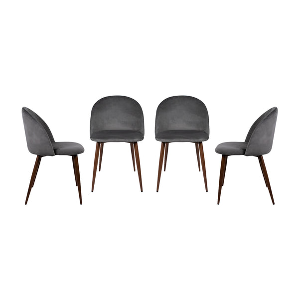 Set de 4 Sillas de Comedor Velvet - Gris Oscuro