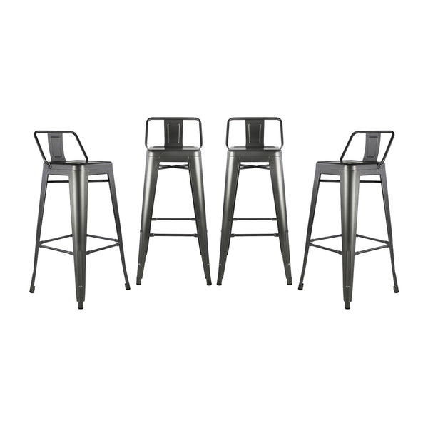 Set de 4 Bancos Tolix Réplica Respaldo Bajo - Gris