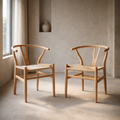 Set de 2 Sillas de Comedor Wishbone Réplica - Natural