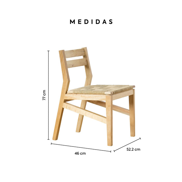 Silla Artesanal Xtilu Madera Pino Asiento Tejido