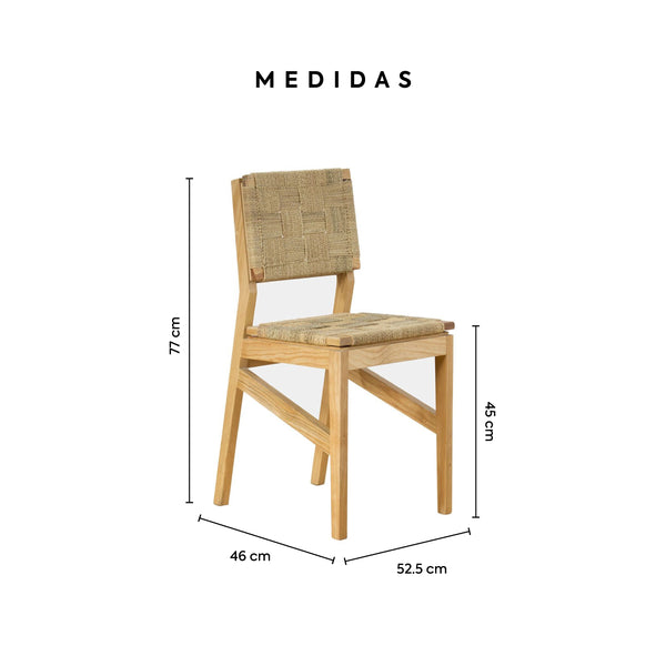 Silla Artesanal Xtilu Madera Pino Asiento y Respaldo Tejido