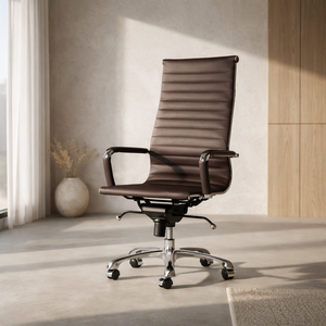 Silla Eames Aluminio Oficina Réplica Espalda Alta - Café