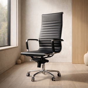 Silla Eames Aluminio Oficina Réplica Espalda Alta - Negro