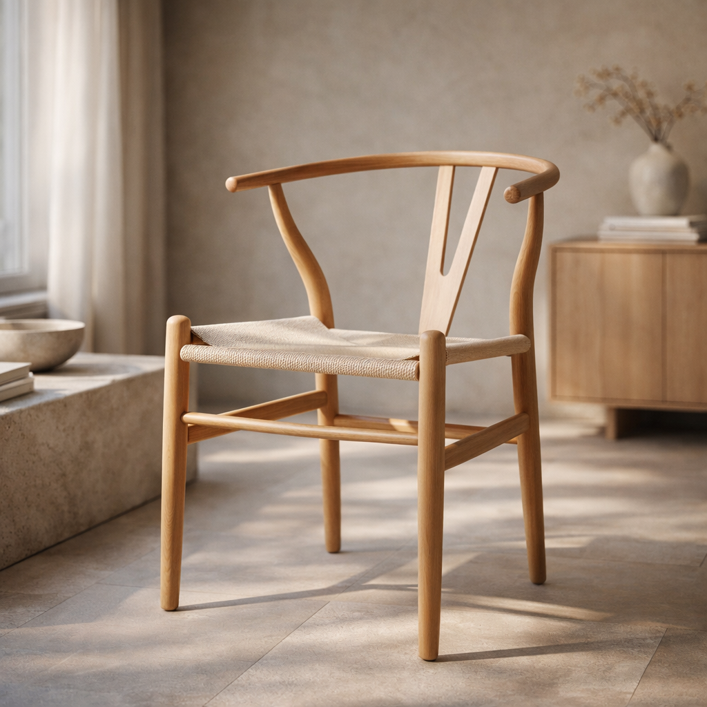 Silla de Comedor Wishbone Réplica Natural - SPAACIO Design Central