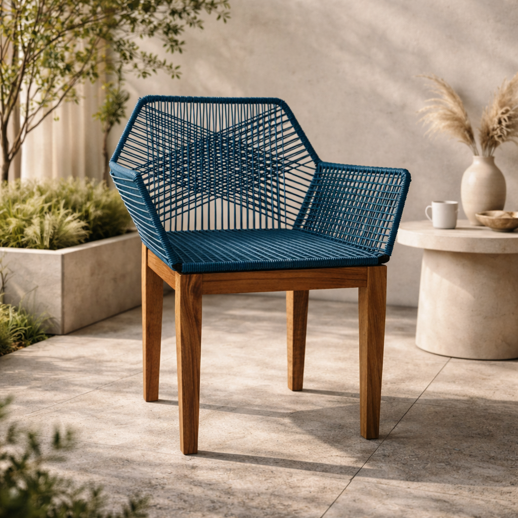 Silla de Comedor Diamante Madera de Parota - Azul - SPAACIO Design Central