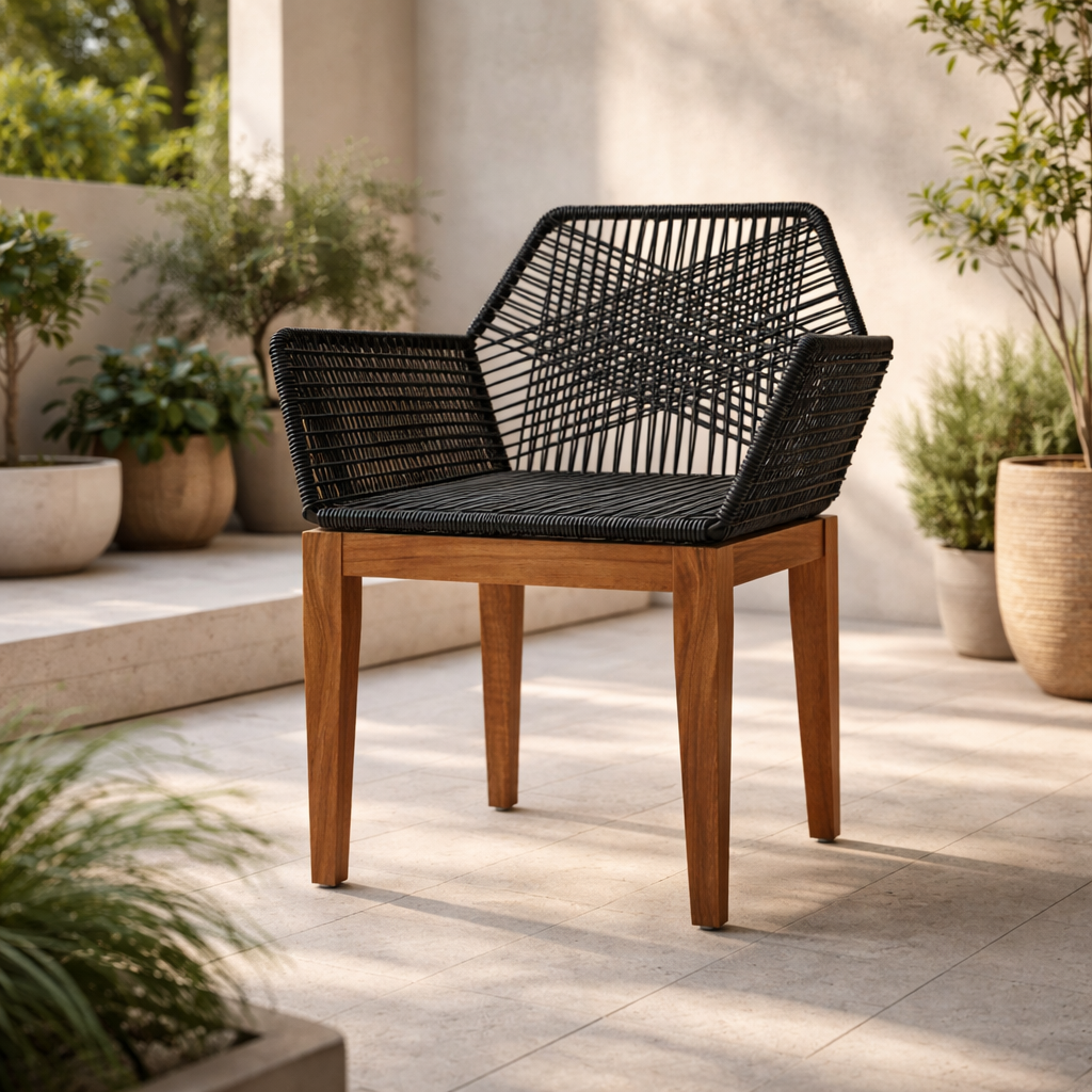 Silla de Comedor Diamante Madera de Parota - Negro - SPAACIO Design Central